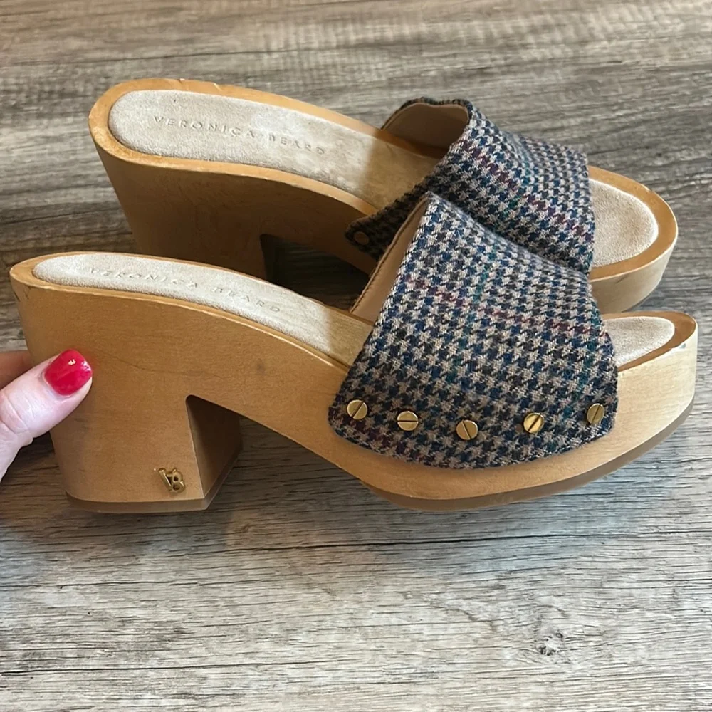 Veronica Beard Hannalee Platform Wooden Sandals Slides